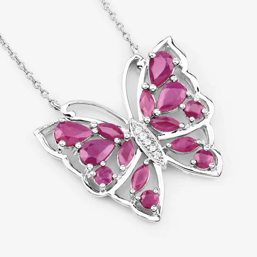 2.88 Carat Genuine Ruby and White Zircon .925 Sterling Silver Necklace - Image 8