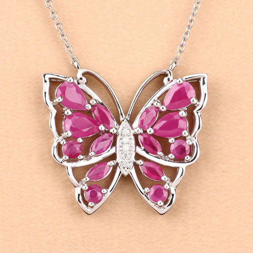2.88 Carat Genuine Ruby and White Zircon .925 Sterling Silver Necklace - Image 9
