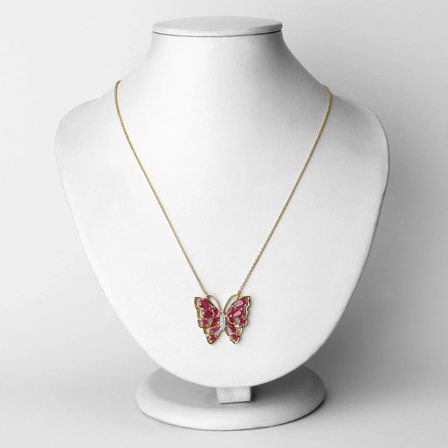 2.88 Carat Genuine Ruby and White Zircon .925 Sterling Silver Necklace - Image 2
