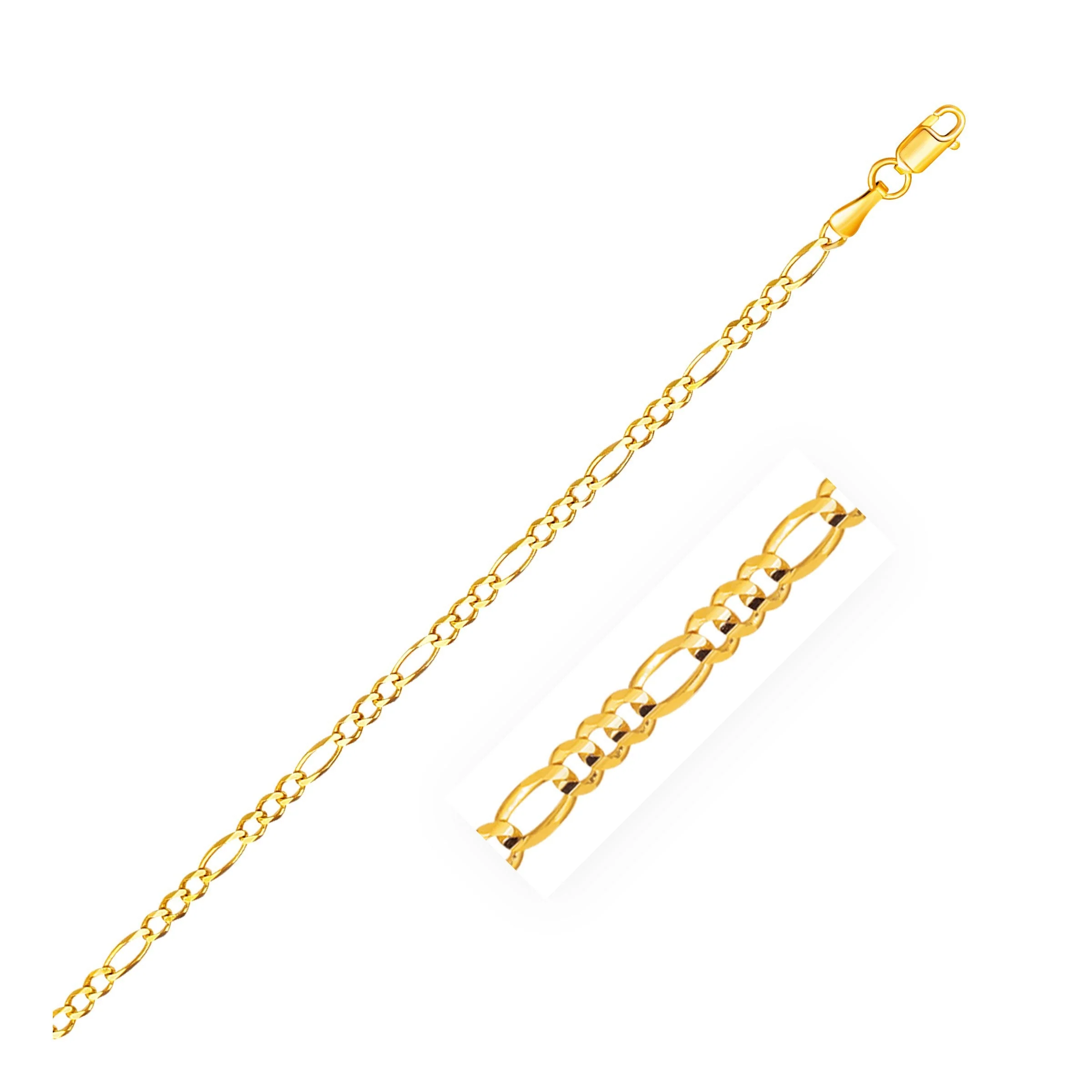 2.8mm 14k Yellow Gold Figaro Anklet - Image 3