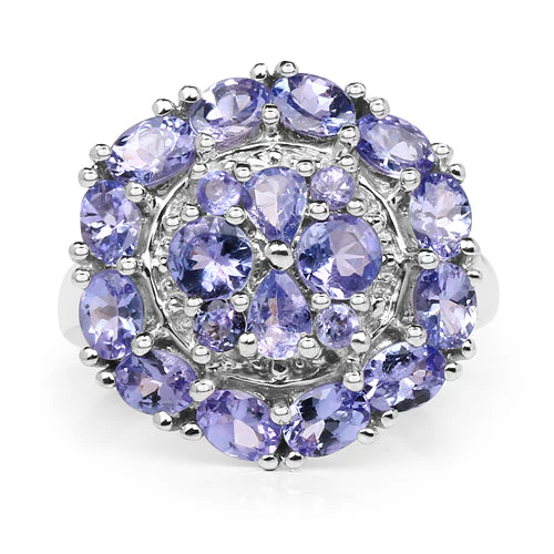 2.92 Carat Genuine Tanzanite .925 Sterling Silver Ring - Image 6