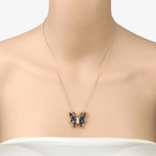 2.94 Carat Genuine Blue Sapphire and White Zircon .925 Sterling Silver Necklace - Image 10
