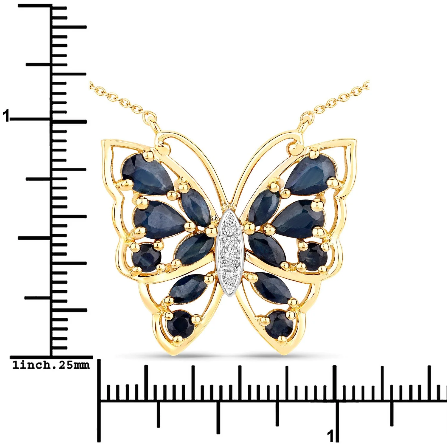 2.94 Carat Genuine Blue Sapphire and White Zircon .925 Sterling Silver Necklace - Image 3