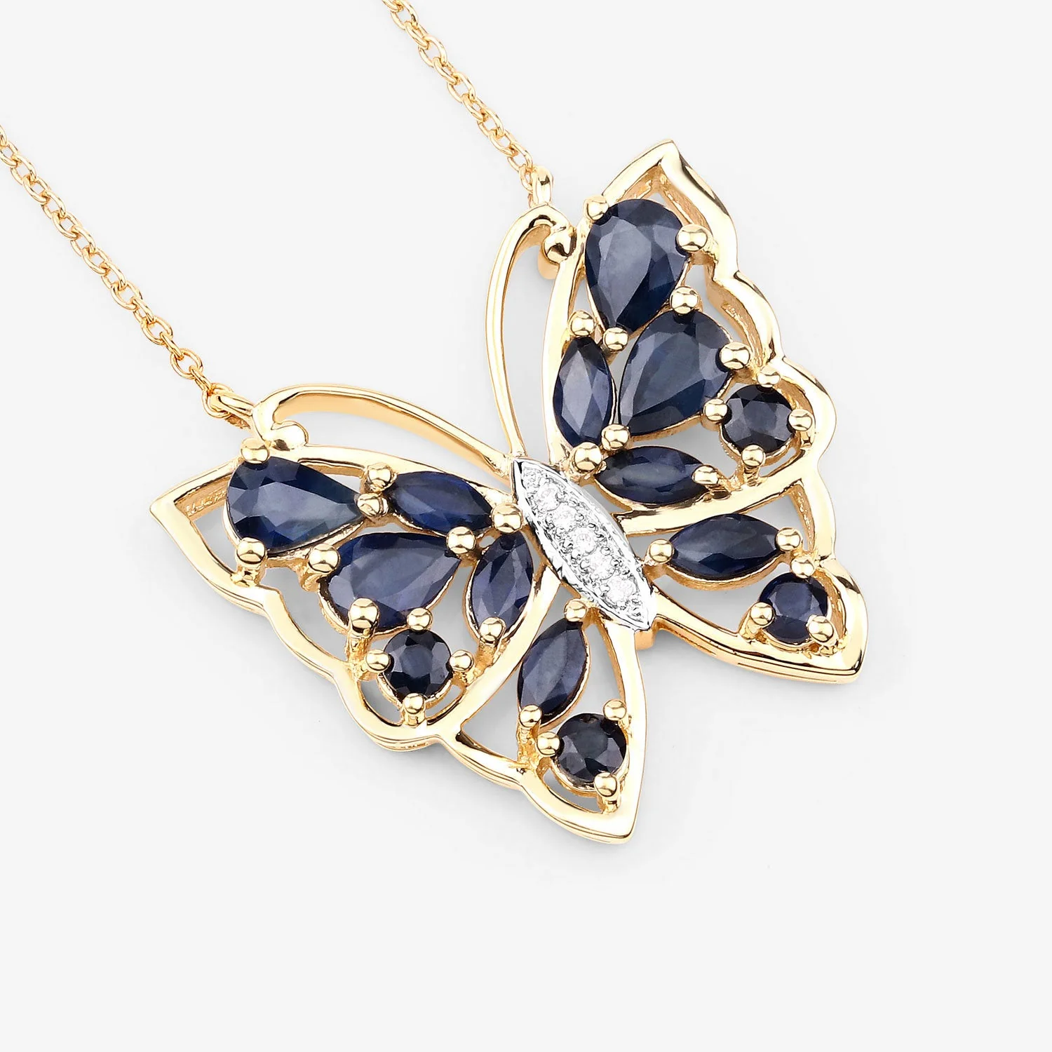 2.94 Carat Genuine Blue Sapphire and White Zircon .925 Sterling Silver Necklace - Image 4