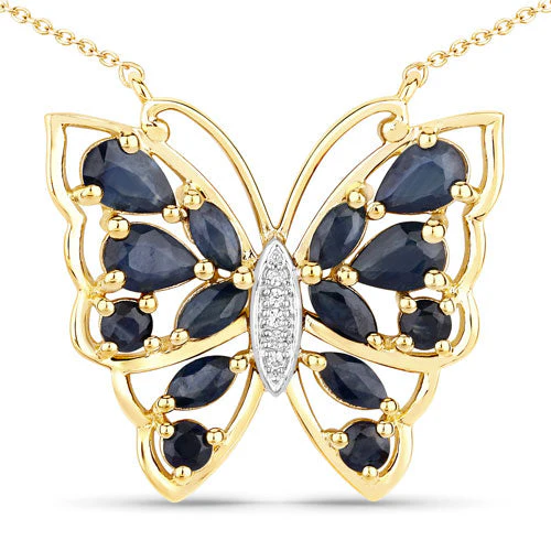 2.94 Carat Genuine Blue Sapphire and White Zircon .925 Sterling Silver Necklace - Image 5