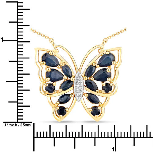 2.94 Carat Genuine Blue Sapphire and White Zircon .925 Sterling Silver Necklace - Image 7