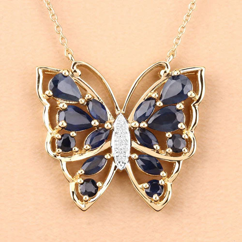 2.94 Carat Genuine Blue Sapphire and White Zircon .925 Sterling Silver Necklace - Image 9