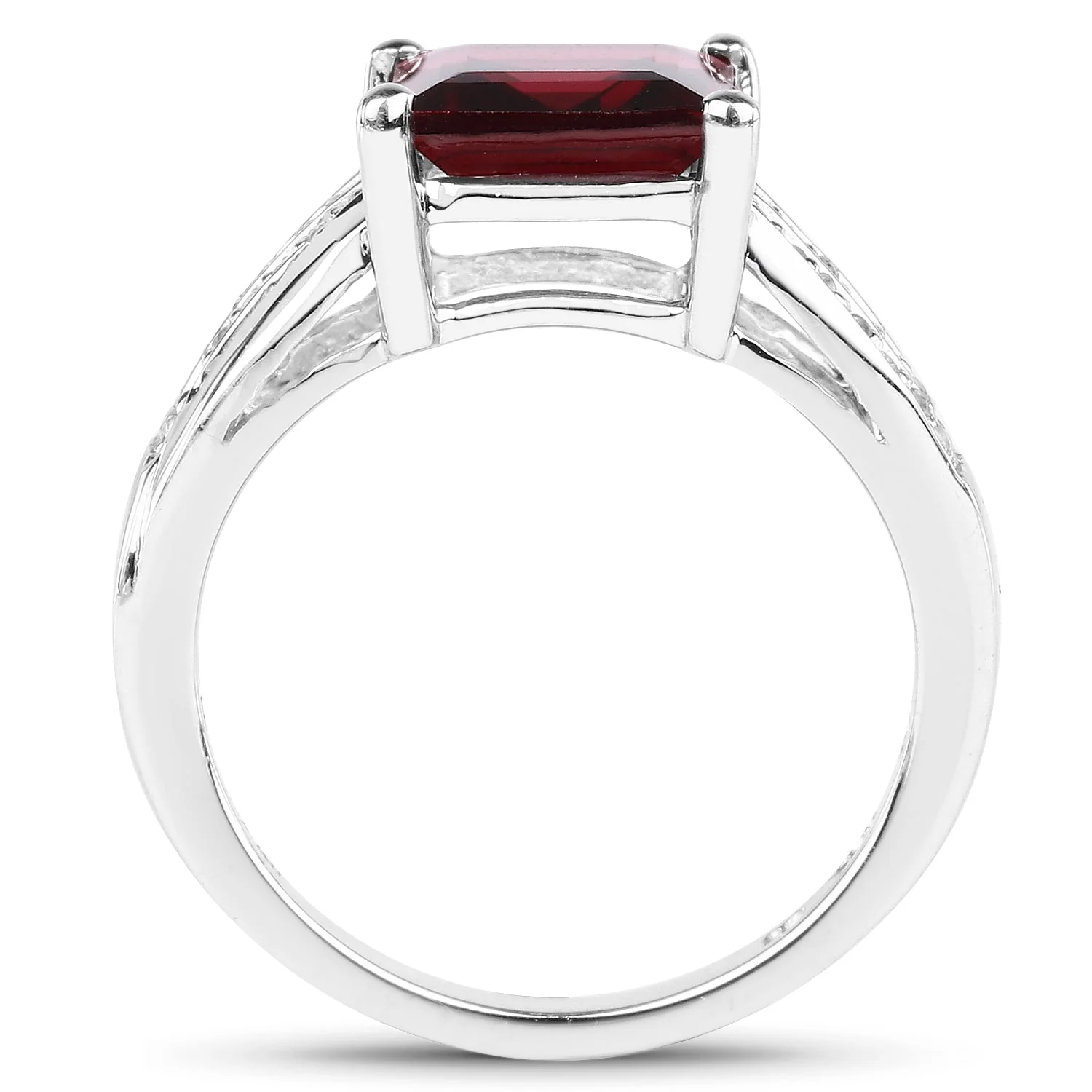 2.99 Carat Genuine Garnet and White Topaz .925 Sterling Silver Ring - Image 2