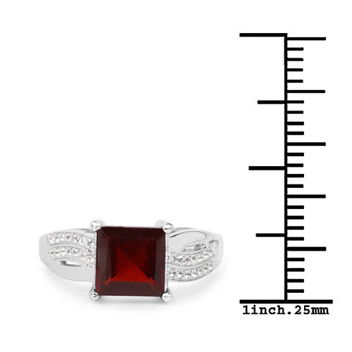 2.99 Carat Genuine Garnet and White Topaz .925 Sterling Silver Ring - Image 6