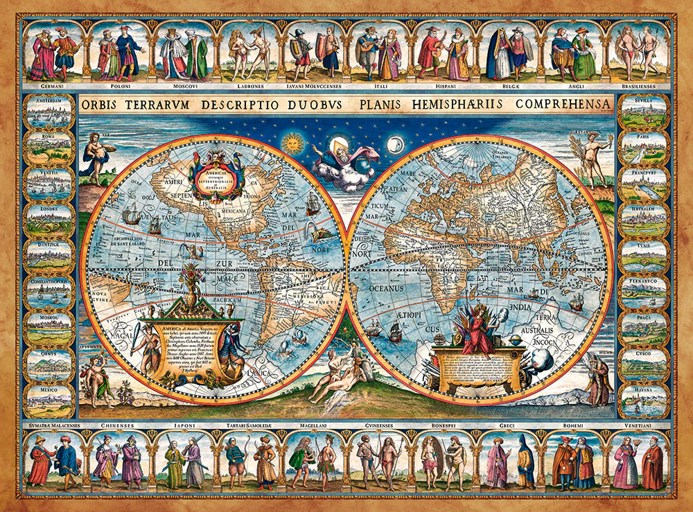 2000 Piece Jigsaw Puzzle, Map of the world 1639, Cartographic map, Historic puzzles, Geographic, Adult Puzzle, Castorland C-200733-2 - Image 2