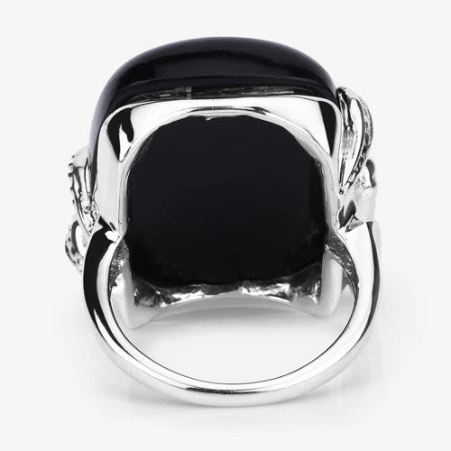 21.04 Carat Genuine Black Onyx and White Topaz .925 Sterling Silver Ring - Image 10