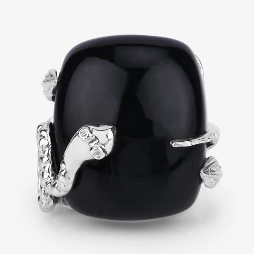 21.04 Carat Genuine Black Onyx and White Topaz .925 Sterling Silver Ring - Image 12