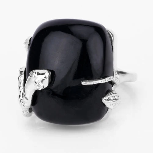 21.04 Carat Genuine Black Onyx and White Topaz .925 Sterling Silver Ring - Image 4