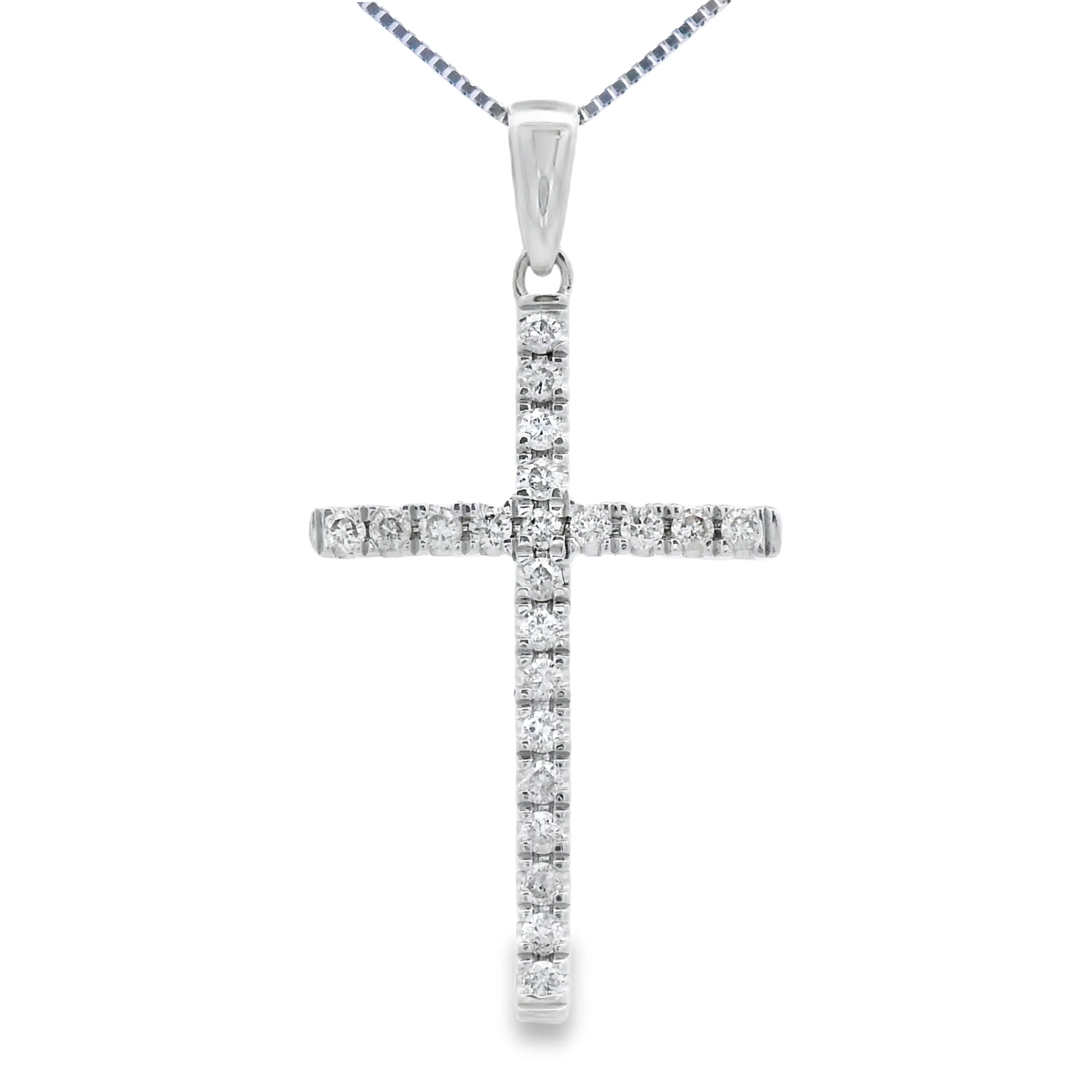 .21ct Diamond Cross Religious Pendant 14KT White Gold
