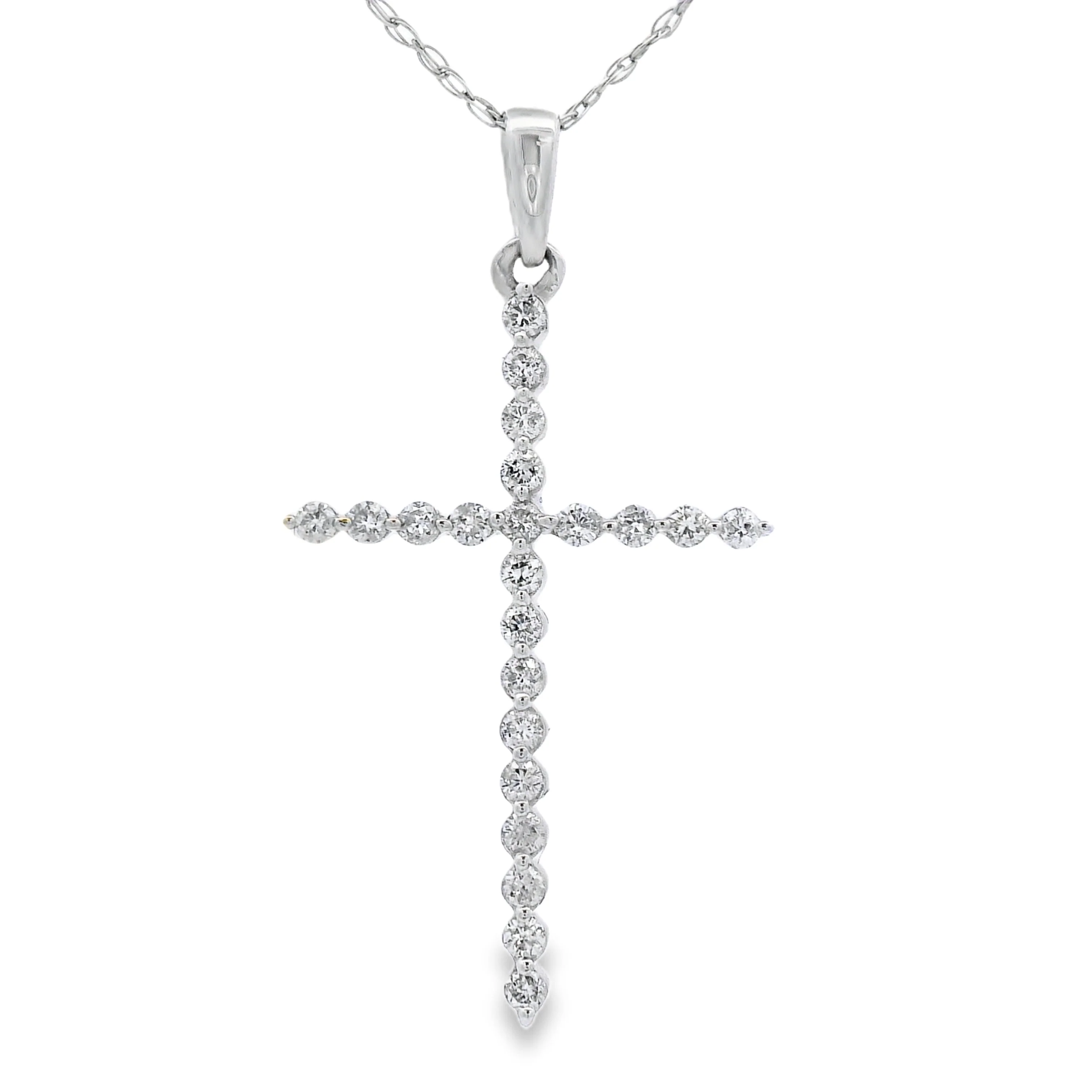 .21ct Diamond Cross Religious Pendant 14KT White Gold