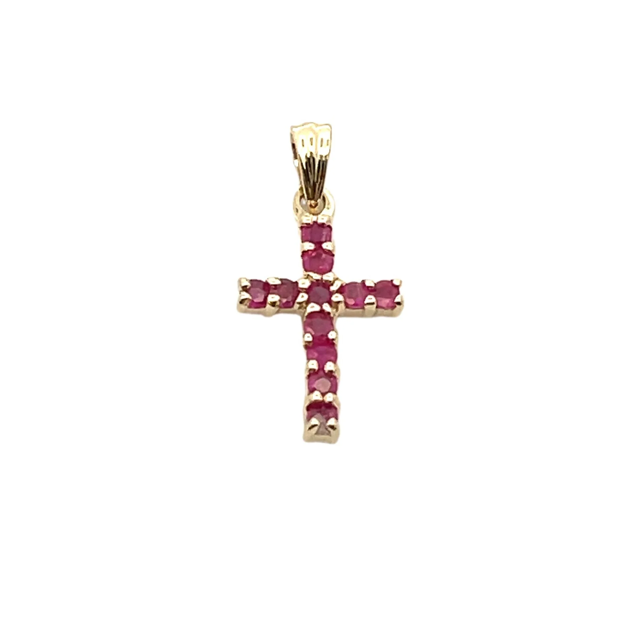 .21ct Ruby Cross Religious Pendant 10KT Yellow Gold - Image 2
