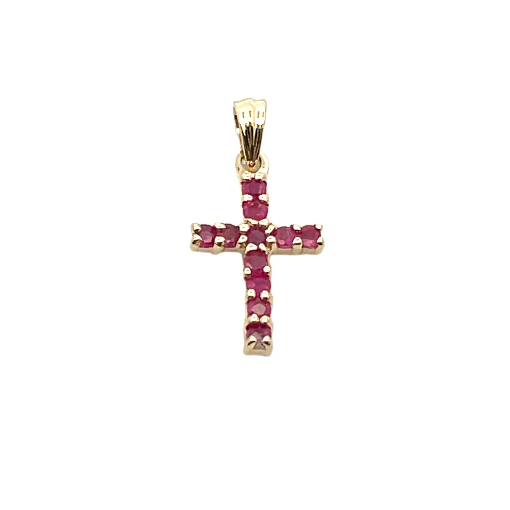 .21ct Ruby Cross Religious Pendant 10KT Yellow Gold - Image 3