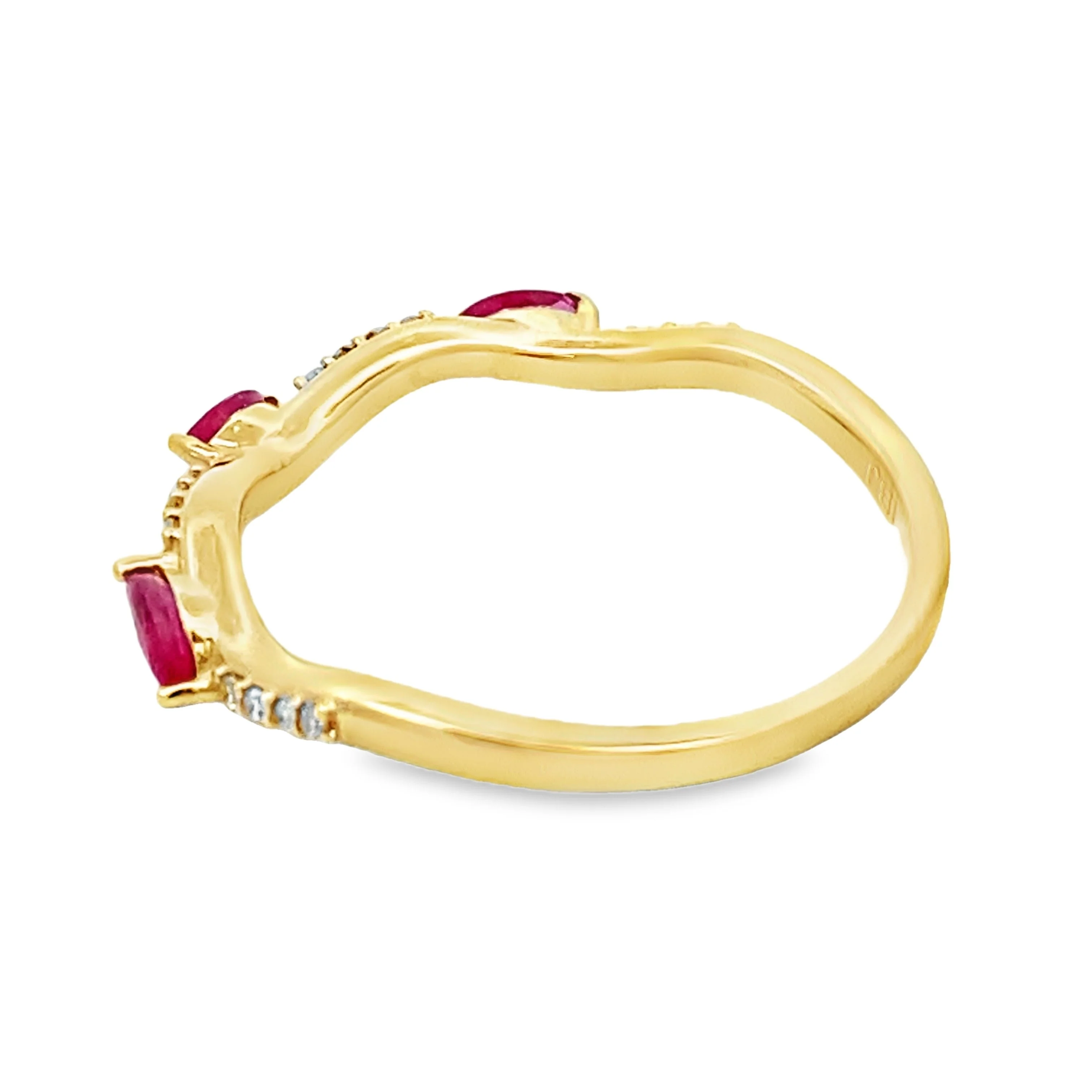 .21ct Ruby Diamond stackable band set 14KT Yellow Gold - Image 2