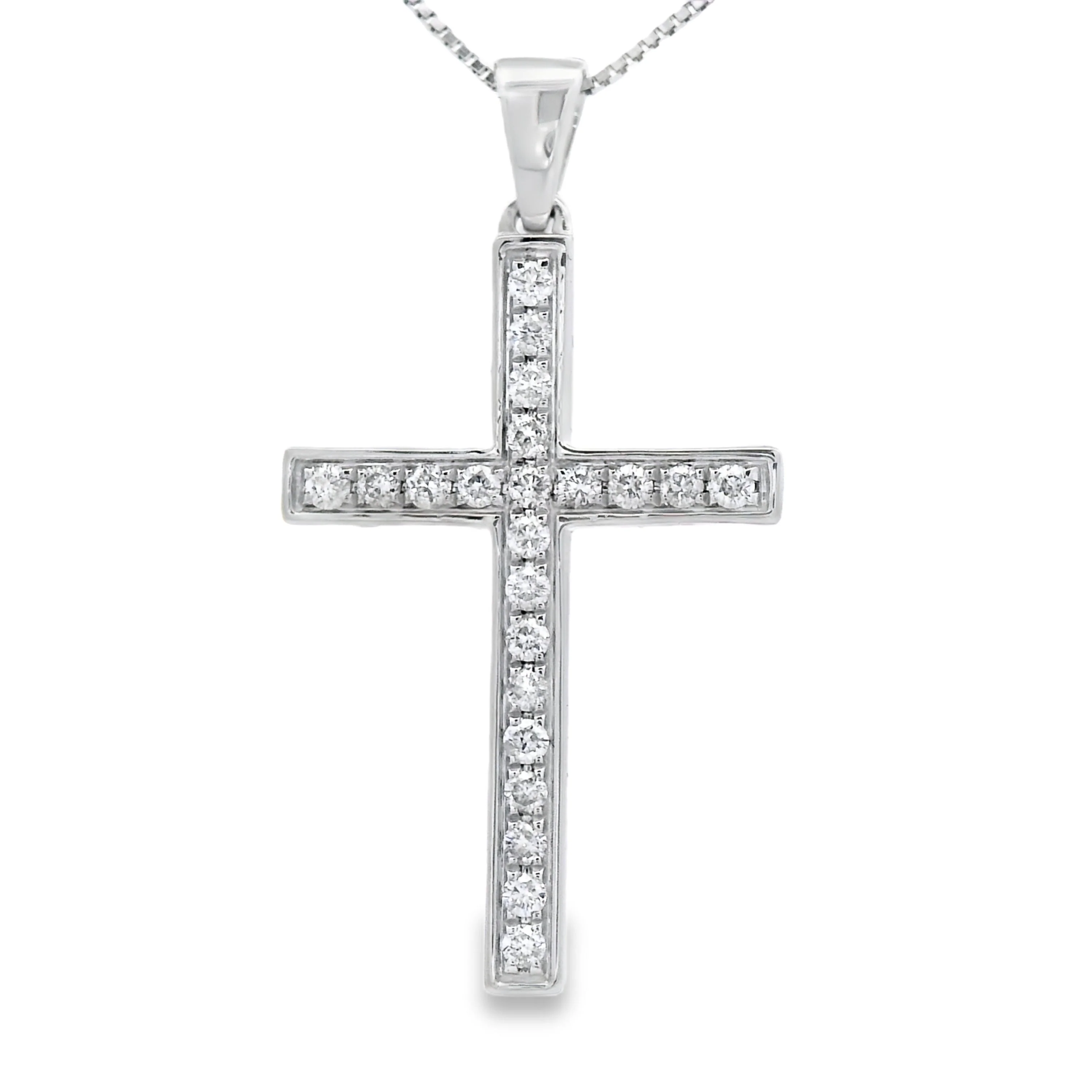 .22ct Diamond Cross Religious Pendant 14KT White Gold
