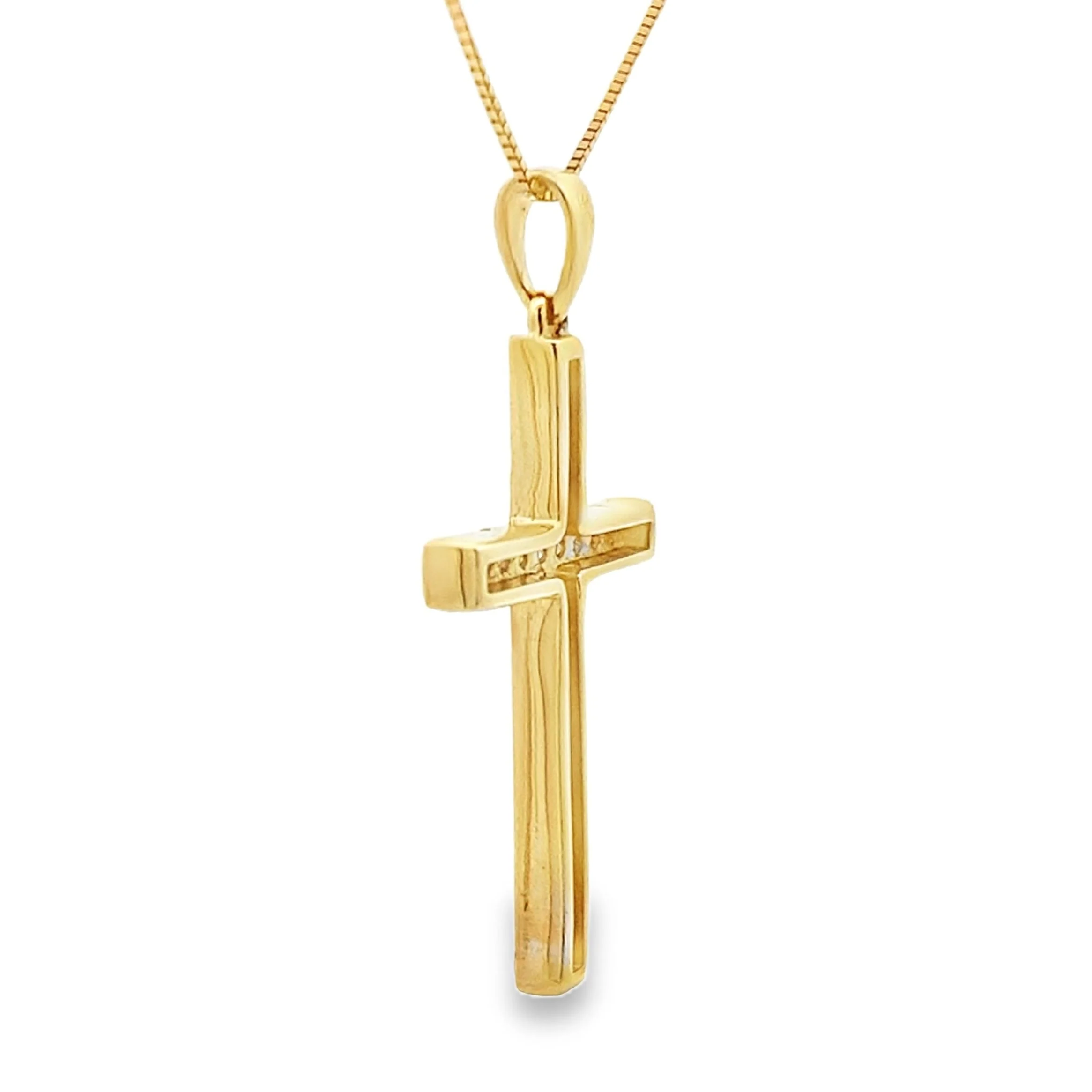 .22ct Diamond Cross Religious Pendant 14KT Yellow Gold - Image 2