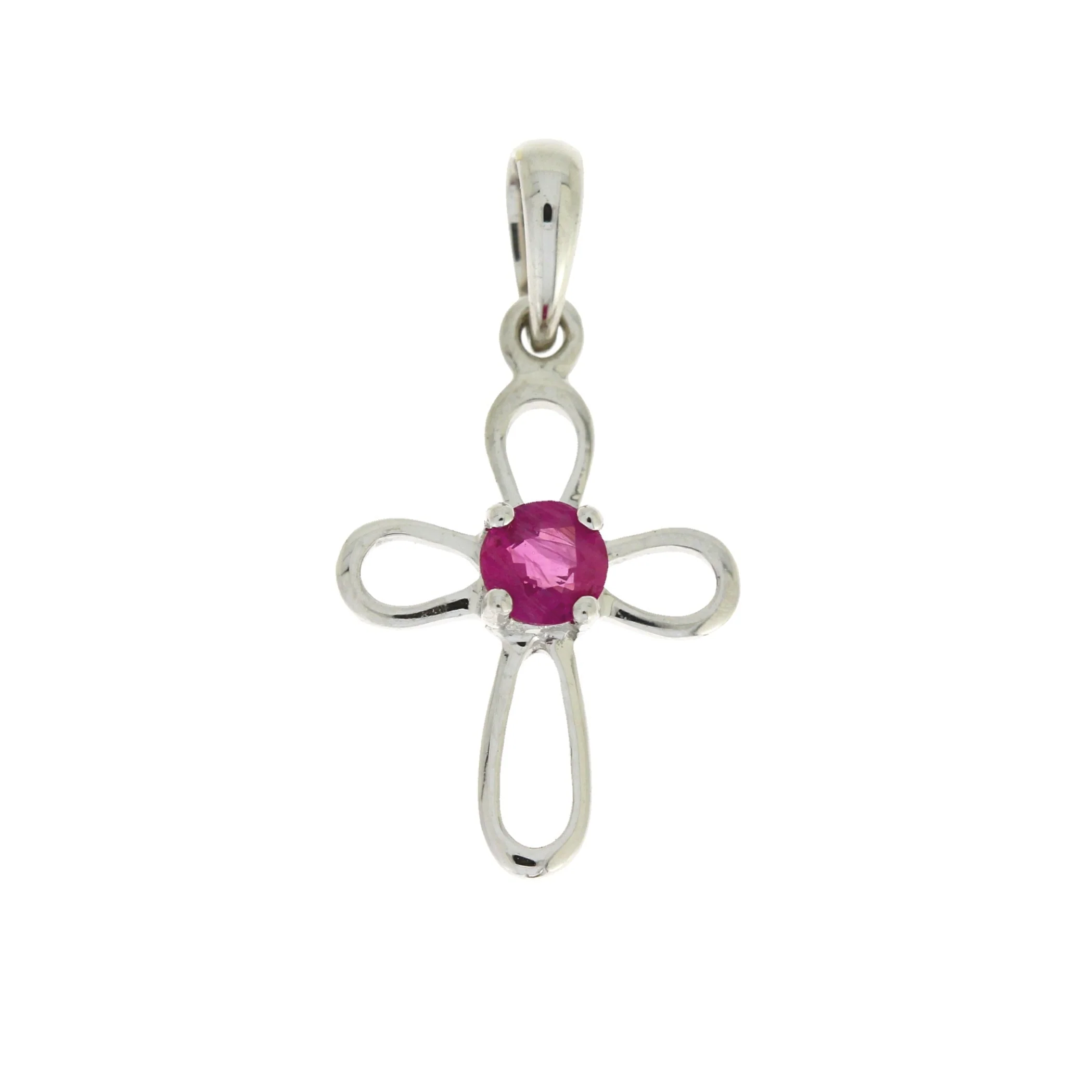 .22ct Ruby Cross Religious Pendant 10KT White Gold - Image 3