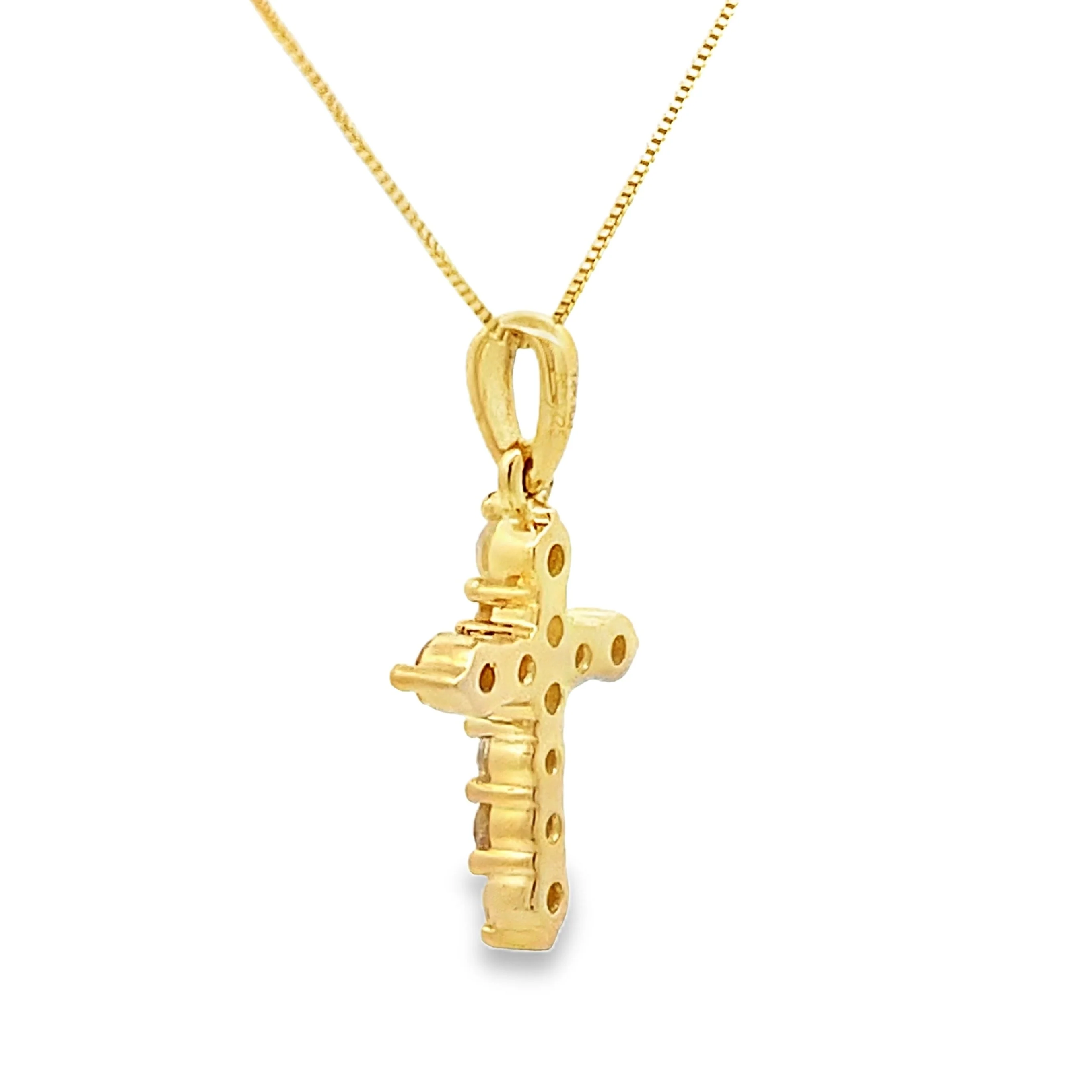 .23ct Diamond Cross Religious Pendant 14KT Yellow Gold - Image 2