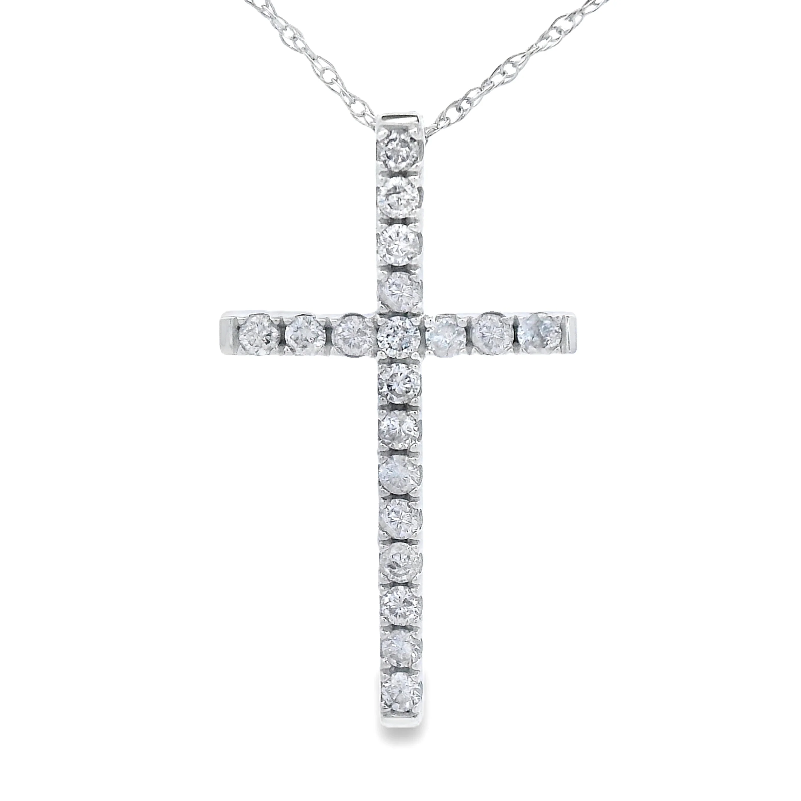 .24ct Diamond Cross Religious Pendant 14KT White Gold