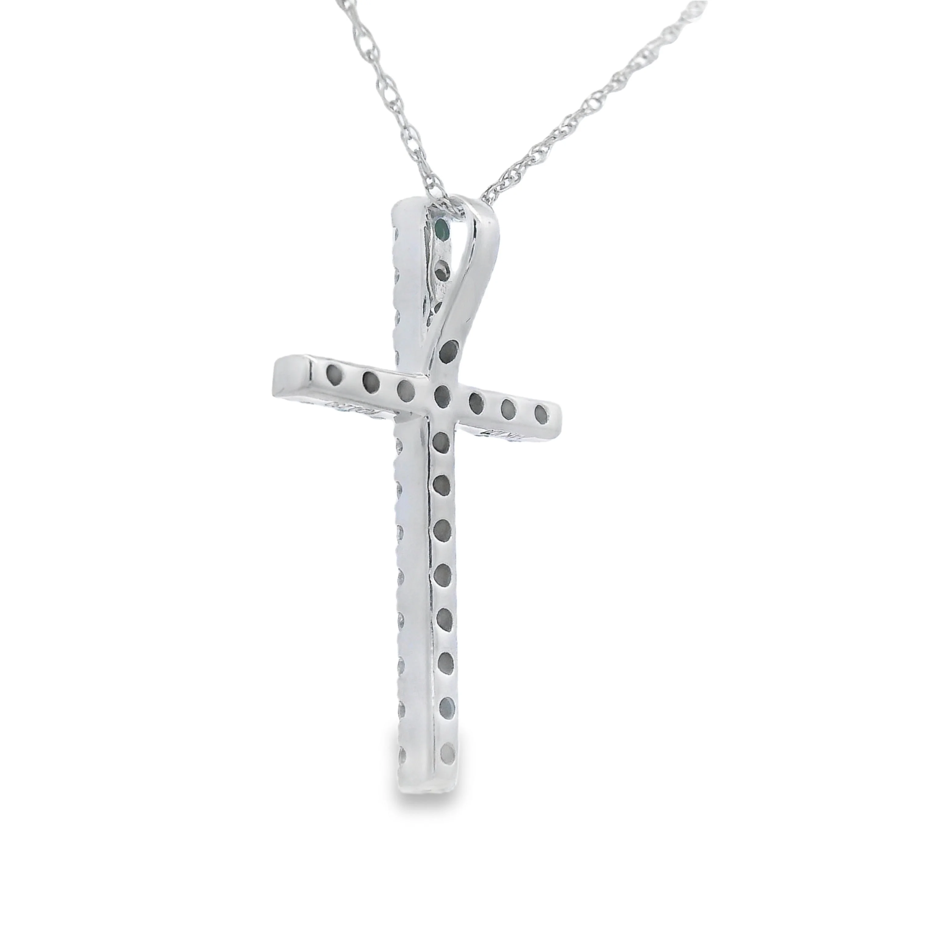 .24ct Diamond Cross Religious Pendant 14KT White Gold - Image 2