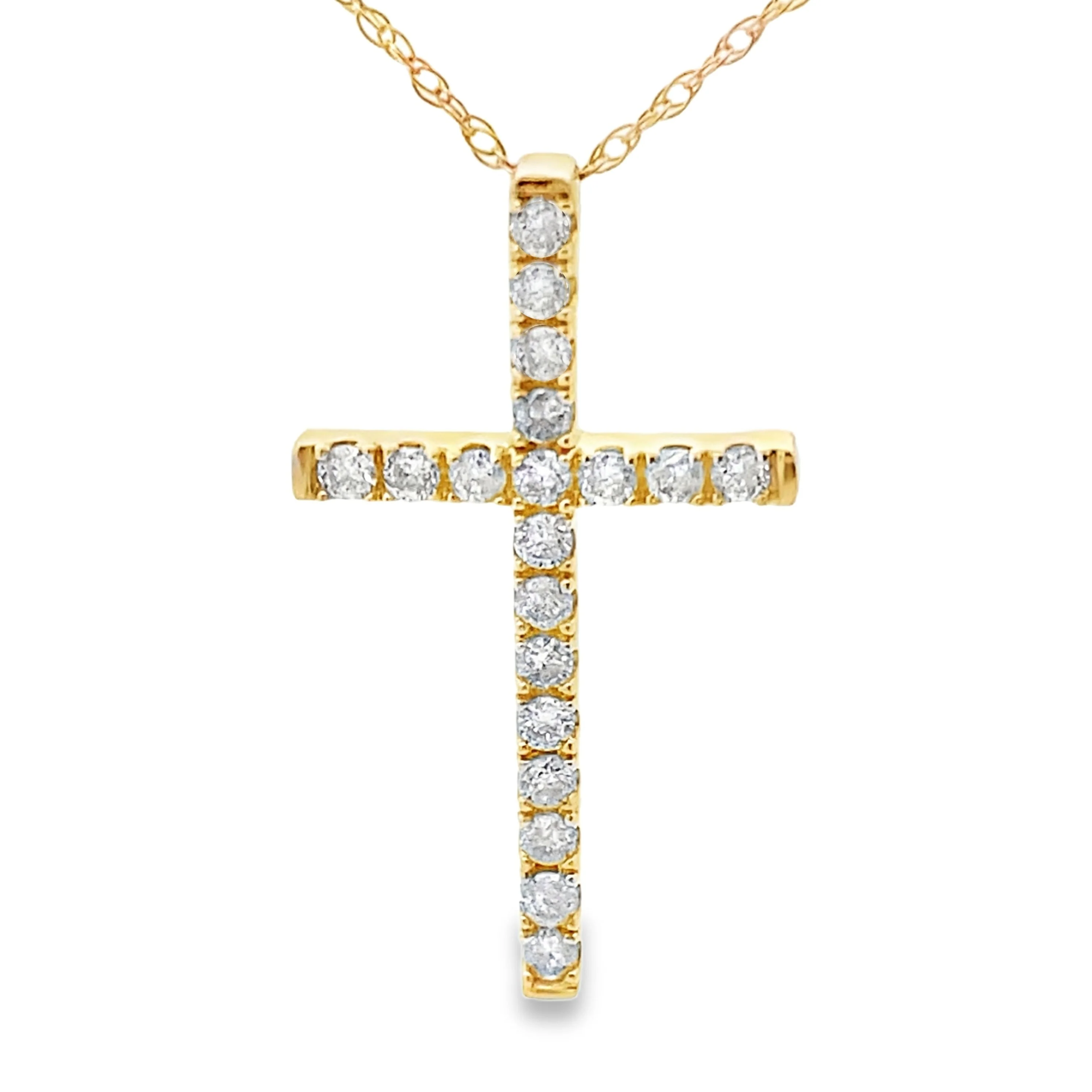 .24ct Diamond Cross Religious Pendant 14KT Yellow Gold