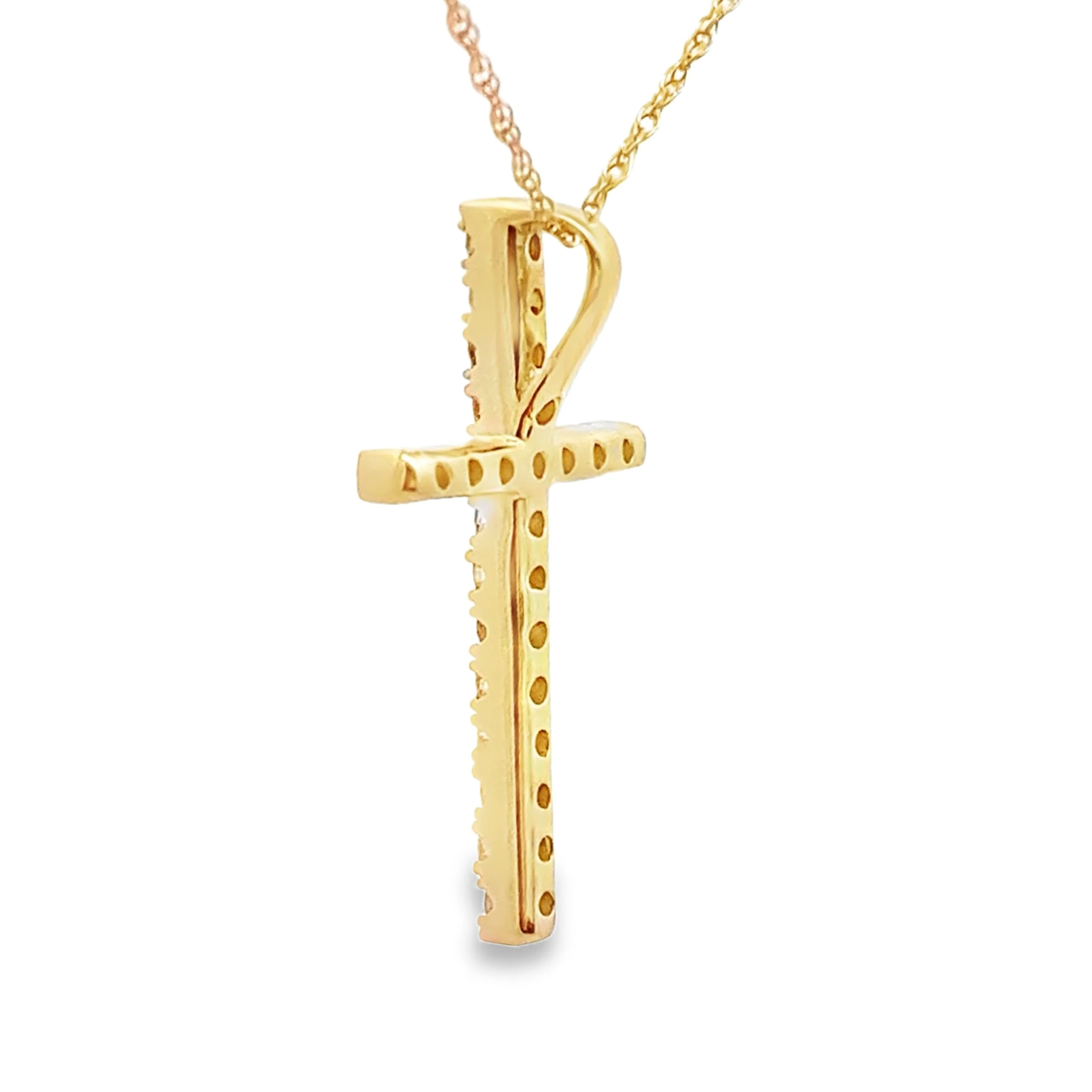 .24ct Diamond Cross Religious Pendant 14KT Yellow Gold - Image 2