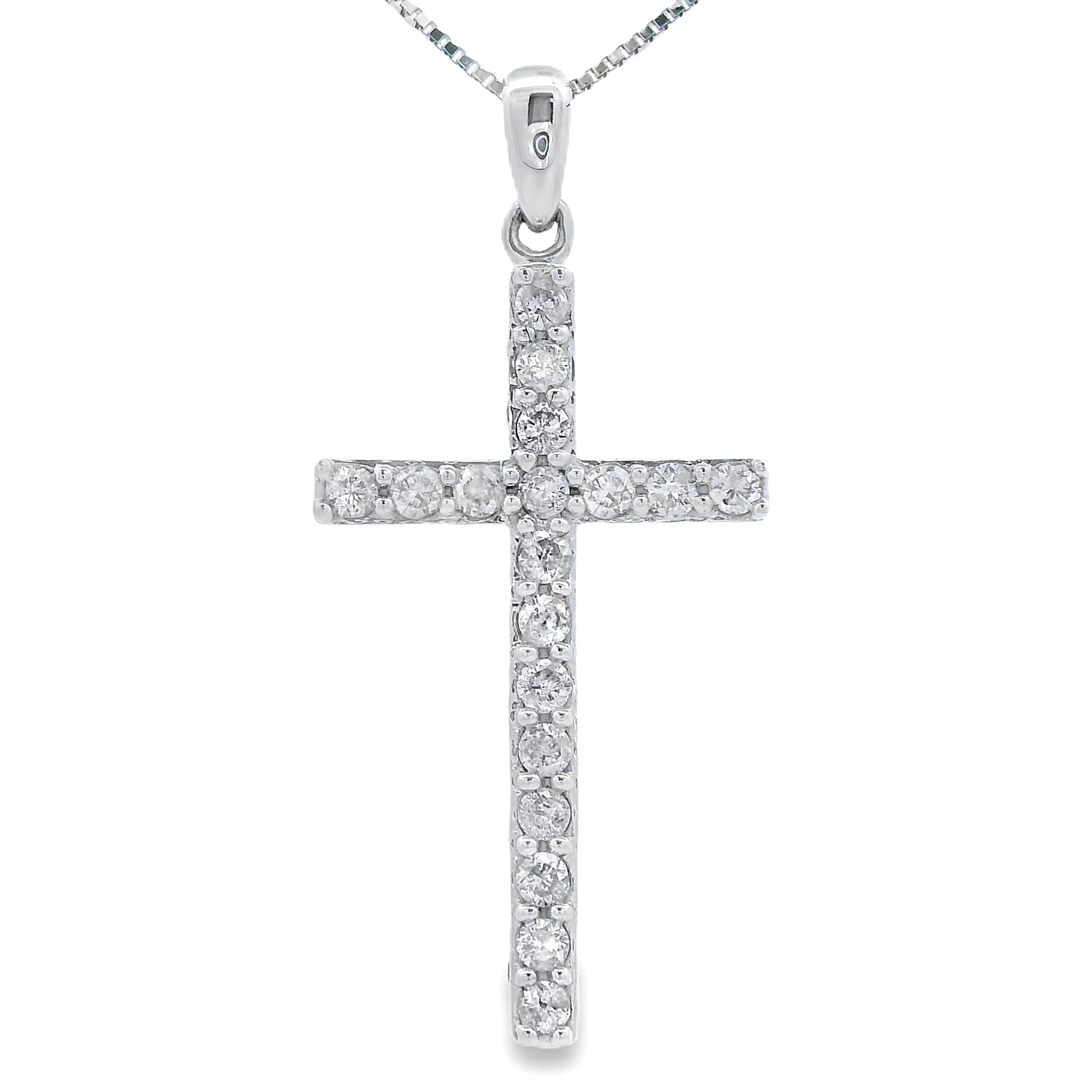 .25ct Diamond Cross Religious Pendant 14KT White Gold