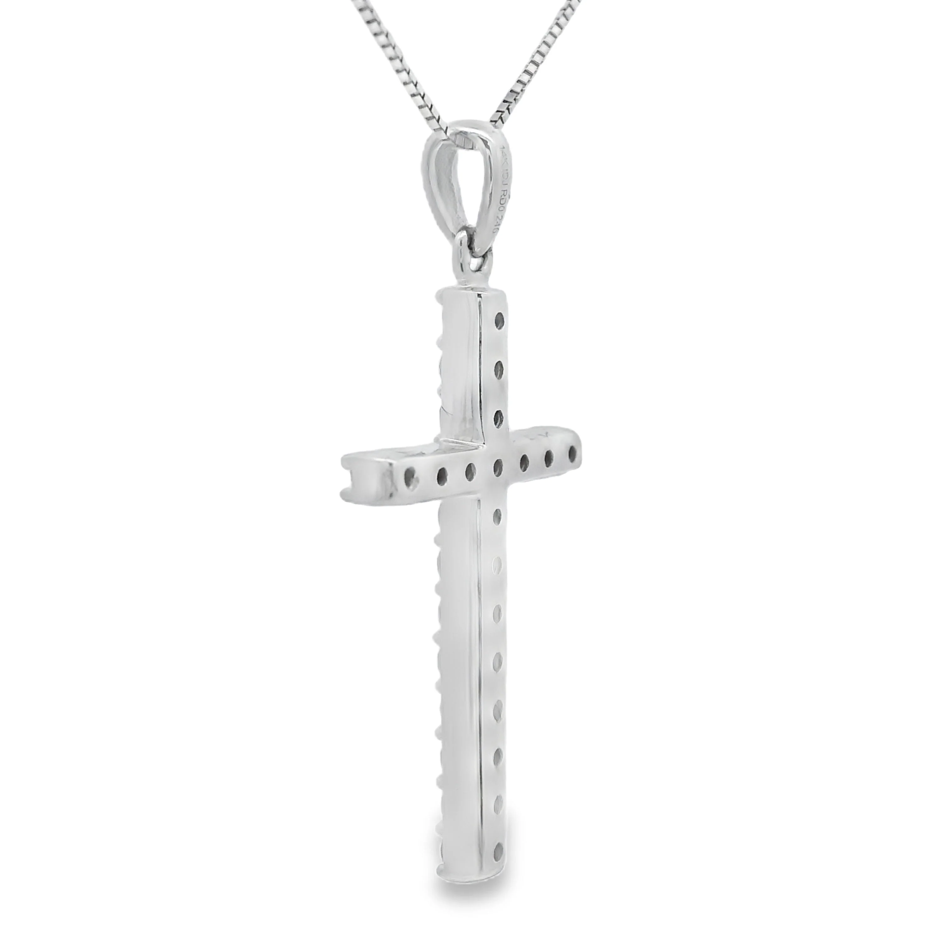 .25ct Diamond Cross Religious Pendant 14KT White Gold - Image 2