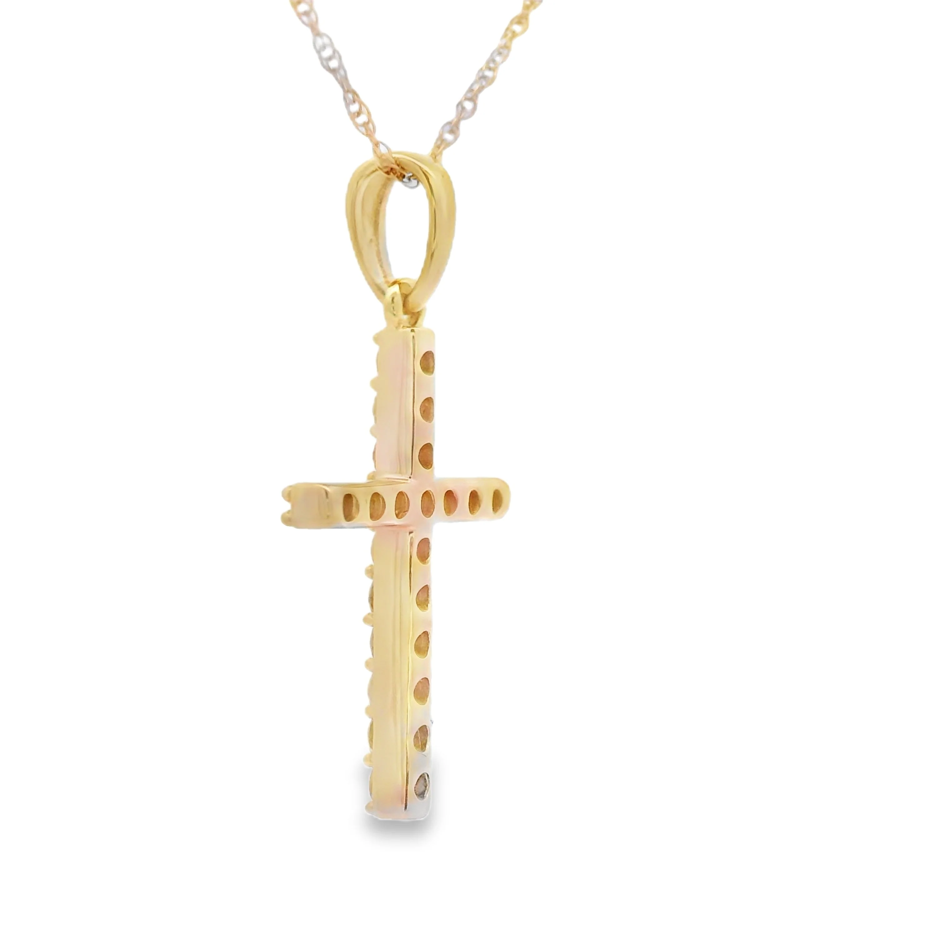 .25ct Diamond Cross Religious Pendant 14KT Yellow Gold - Image 2