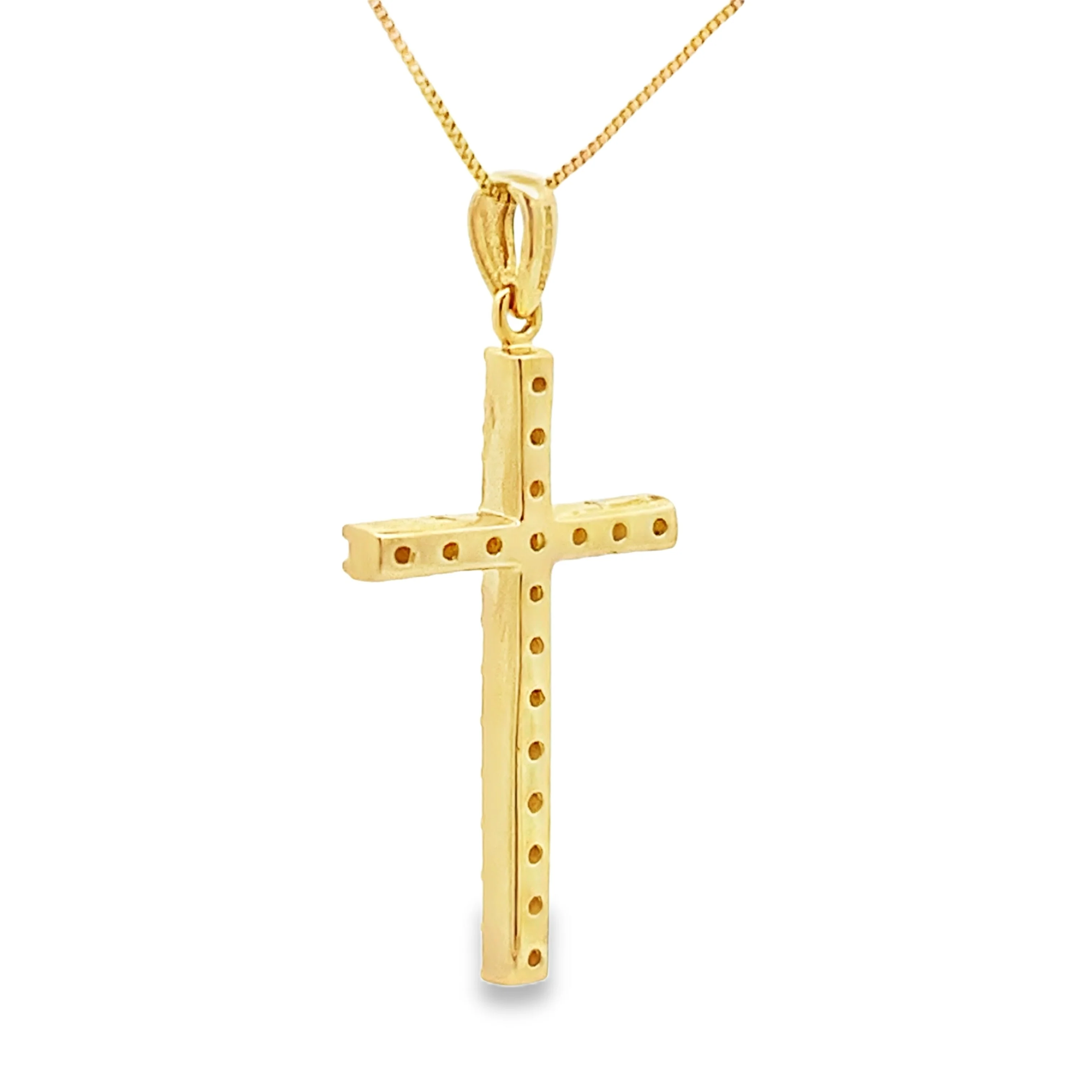 .25ct Diamond Cross Religious Pendant 14KT Yellow Gold - Image 2
