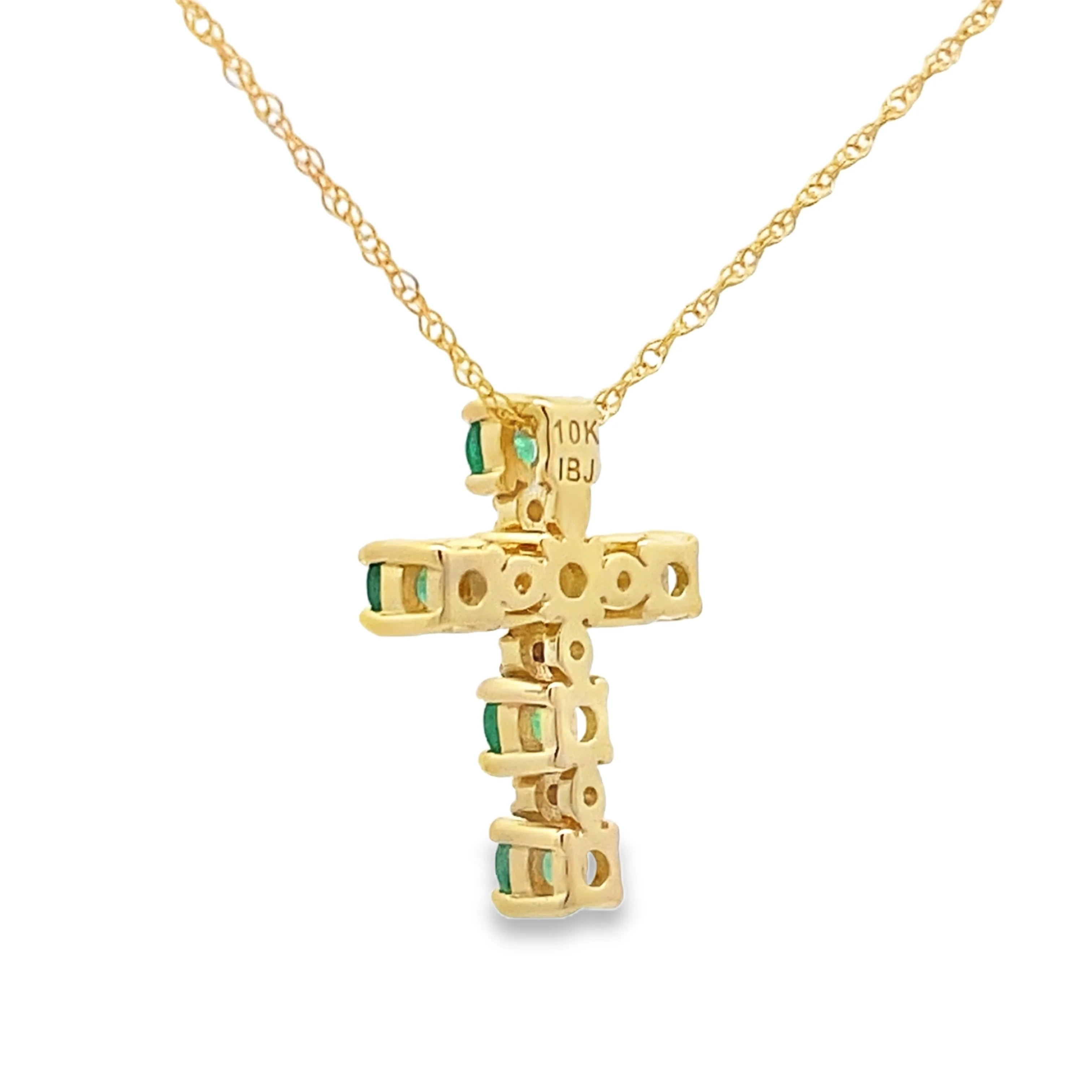 .26ct Emerald Cross Religious Pendant 10KT Yellow Gold - Image 2