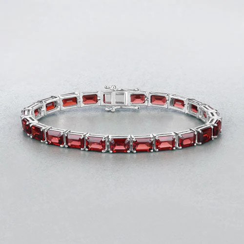 27.60 Carat Genuine Garnet .925 Sterling Silver Bracelet - Image 3