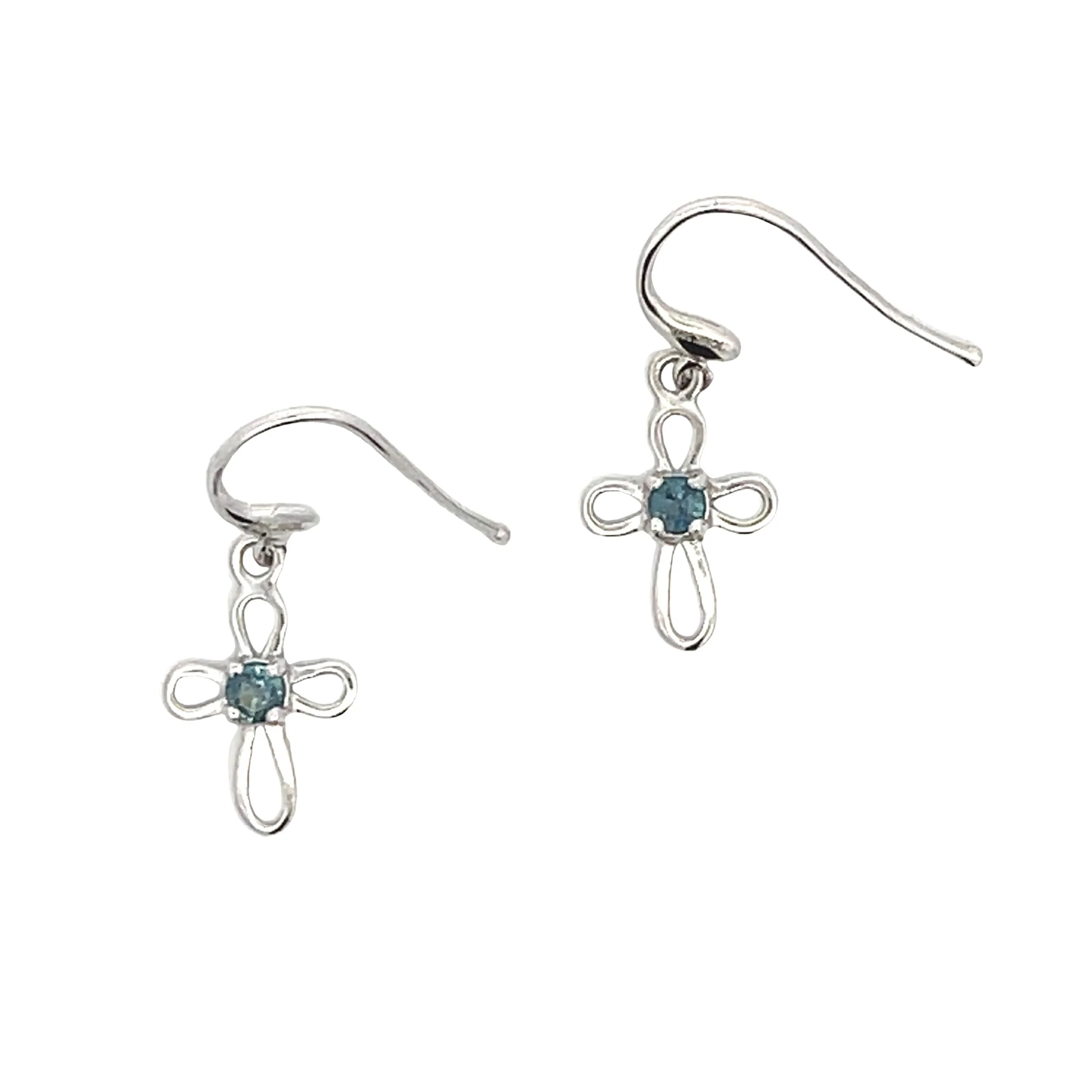 .27ct Sapphire Cross Earrings 10KT White Gold - Image 2