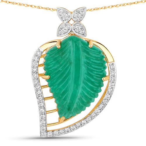 29.67 Carat Genuine Colombian Emerald and White Diamond 14K Yellow Gold Pendant - Image 5