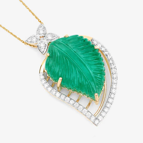 29.67 Carat Genuine Colombian Emerald and White Diamond 14K Yellow Gold Pendant - Image 7