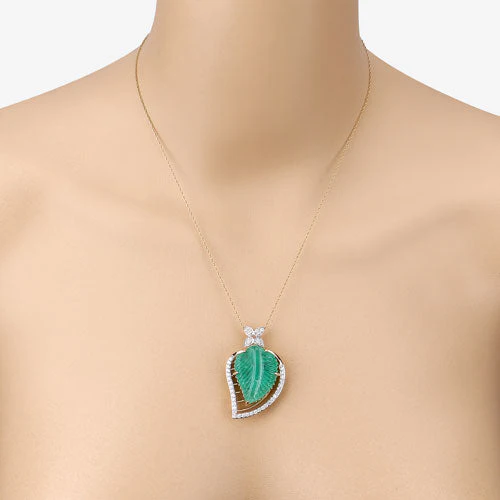 29.67 Carat Genuine Colombian Emerald and White Diamond 14K Yellow Gold Pendant - Image 9