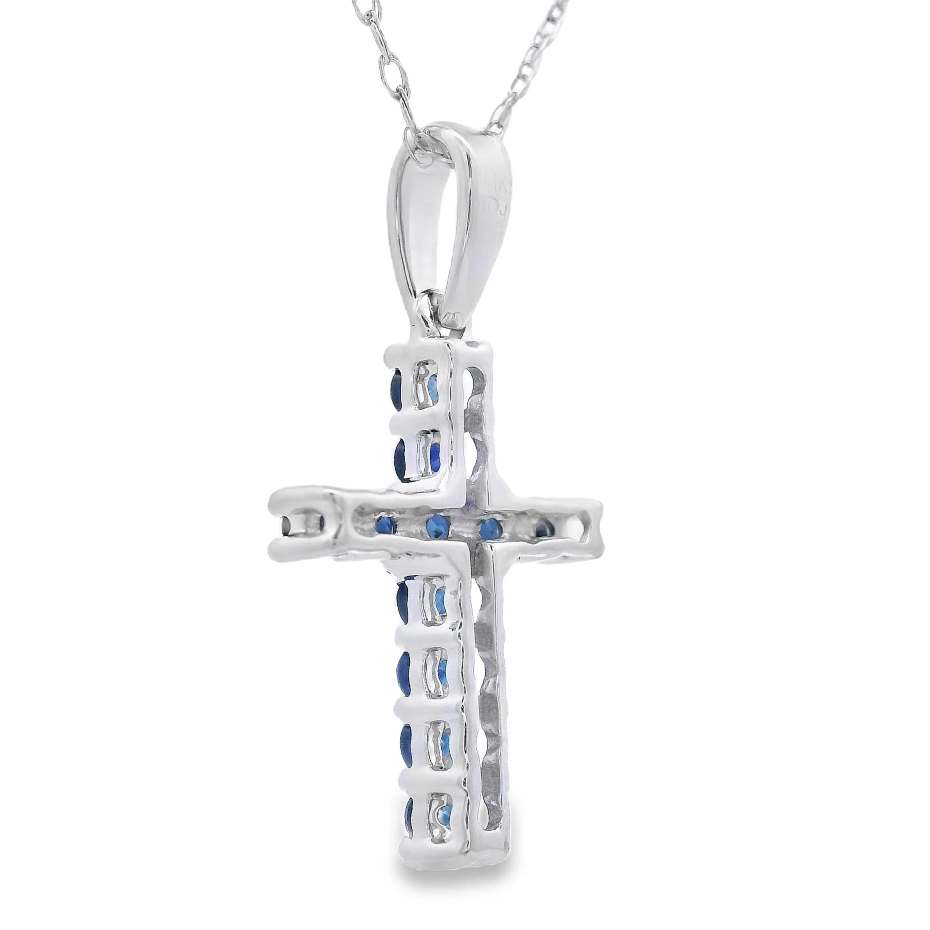 .29ct Sapphire Cross Religious Pendant 14KT White Gold - Image 2