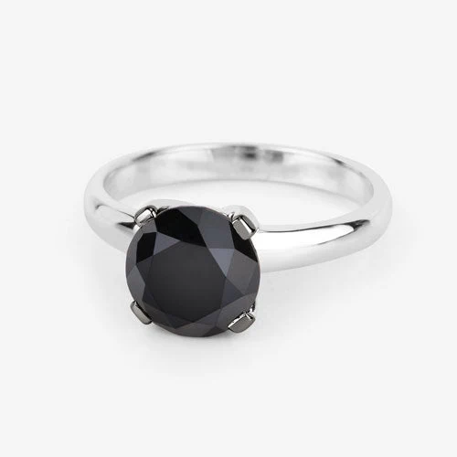 3.00 Carat Genuine Black Diamond 14K White Gold Ring - Image 10