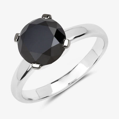 3.00 Carat Genuine Black Diamond 14K White Gold Ring - Image 14