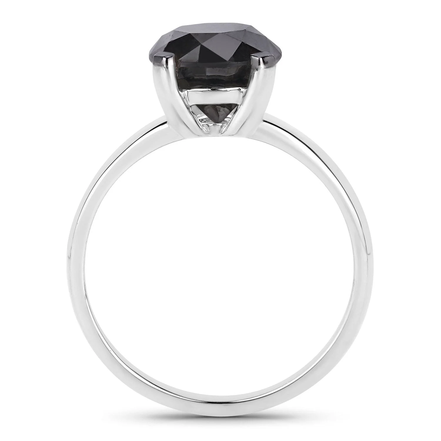 3.00 Carat Genuine Black Diamond 14K White Gold Ring - Image 2
