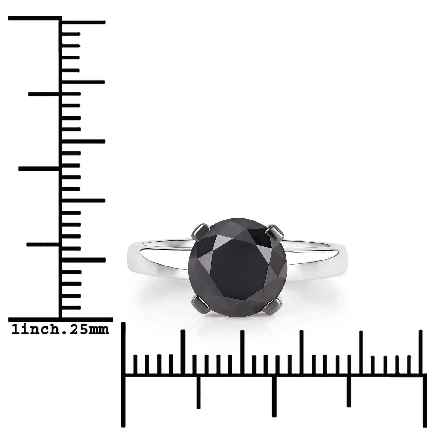 3.00 Carat Genuine Black Diamond 14K White Gold Ring - Image 3