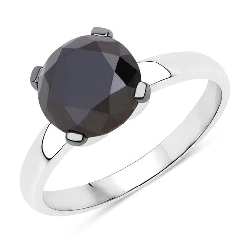 3.00 Carat Genuine Black Diamond 14K White Gold Ring - Image 5