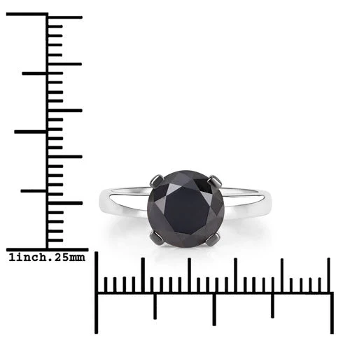 3.00 Carat Genuine Black Diamond 14K White Gold Ring - Image 7