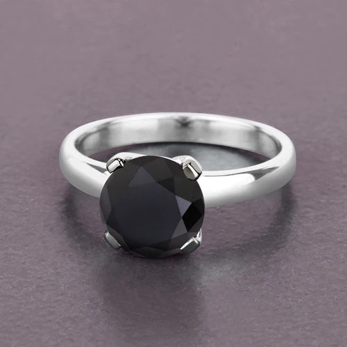 3.00 Carat Genuine Black Diamond 14K White Gold Ring - Image 8