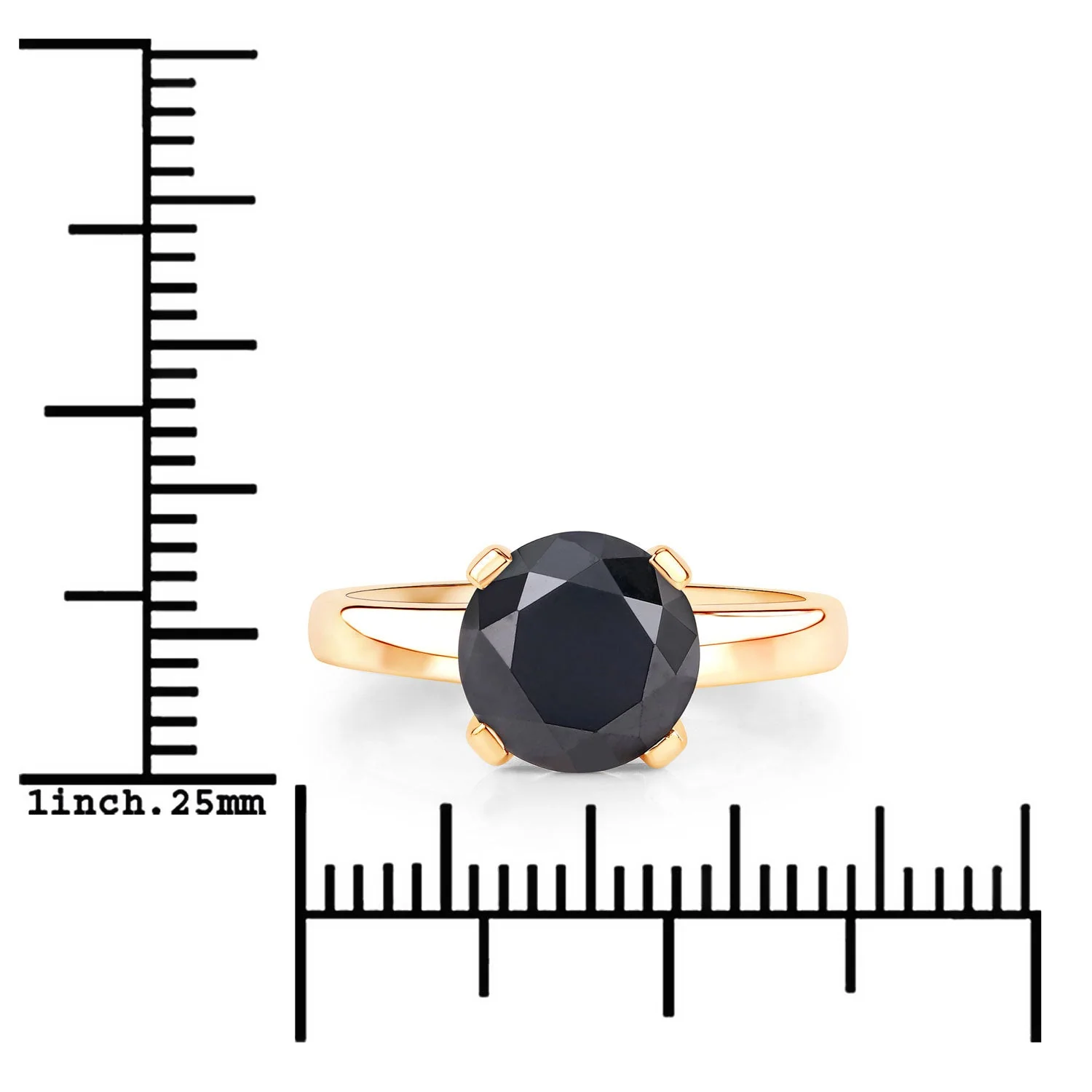 3.00 Carat Genuine Black Diamond 14K Yellow Gold Ring - Image 3