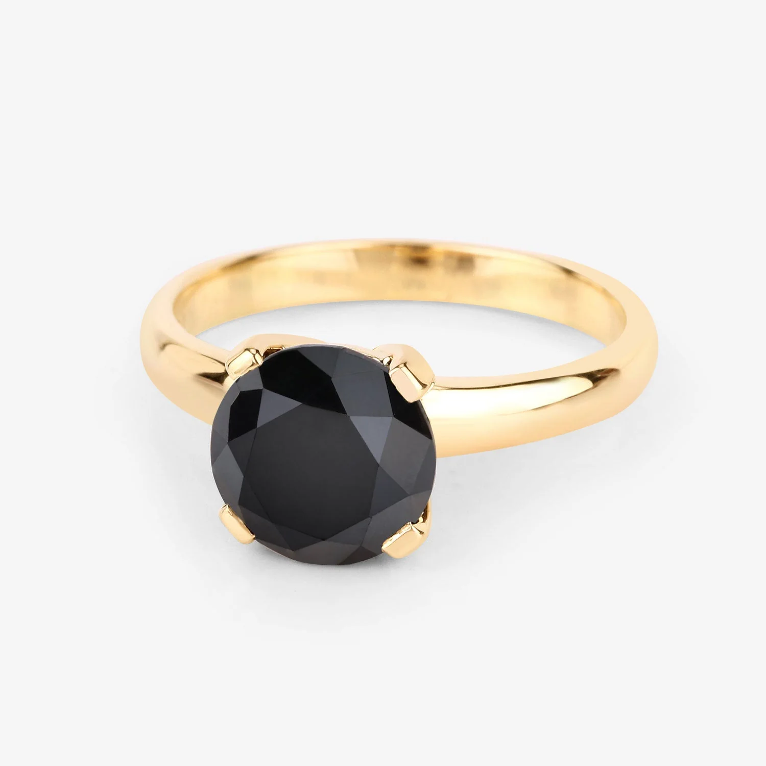 3.00 Carat Genuine Black Diamond 14K Yellow Gold Ring - Image 4